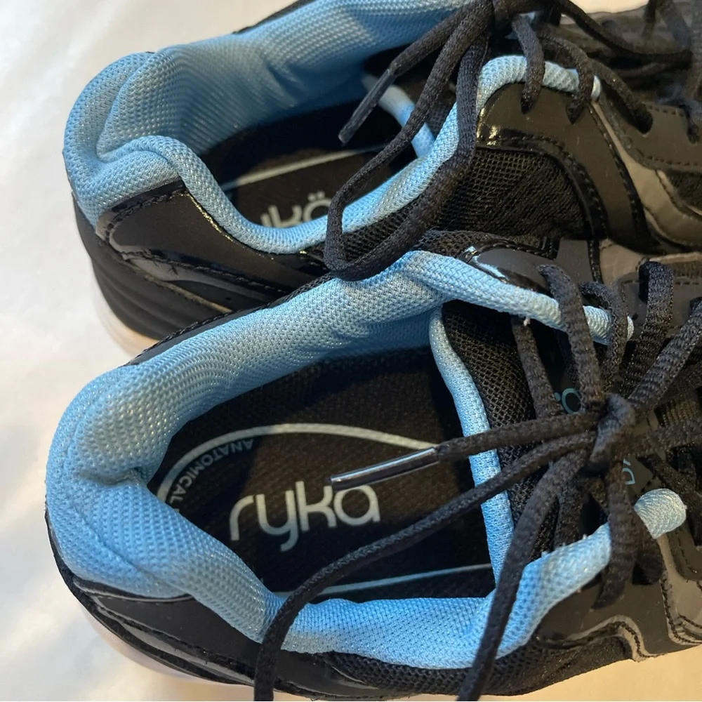 Ryka Dash 3 Walking Shoes Black/Meteorite/Blue Size 7.5W Low Shaft Laced